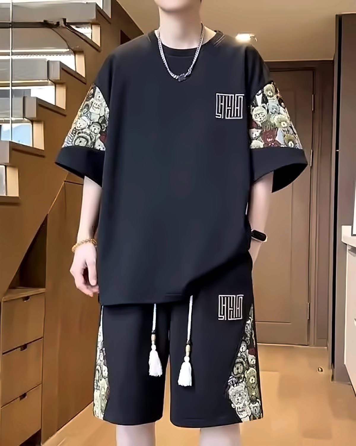 Ensemble t-shirt et short à motifs oursons